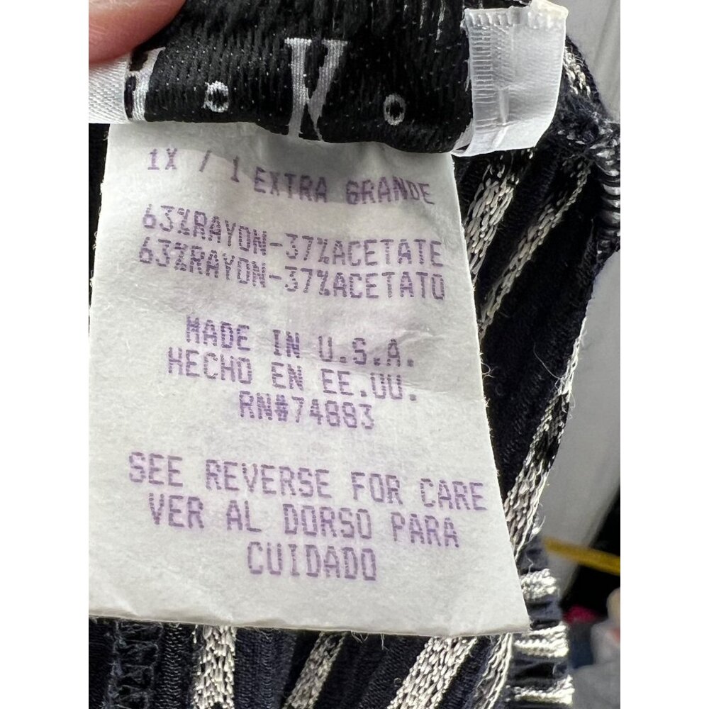AKS dress pants 1XL black & white plaid stripe USA wide leg - Picture 10 of 10